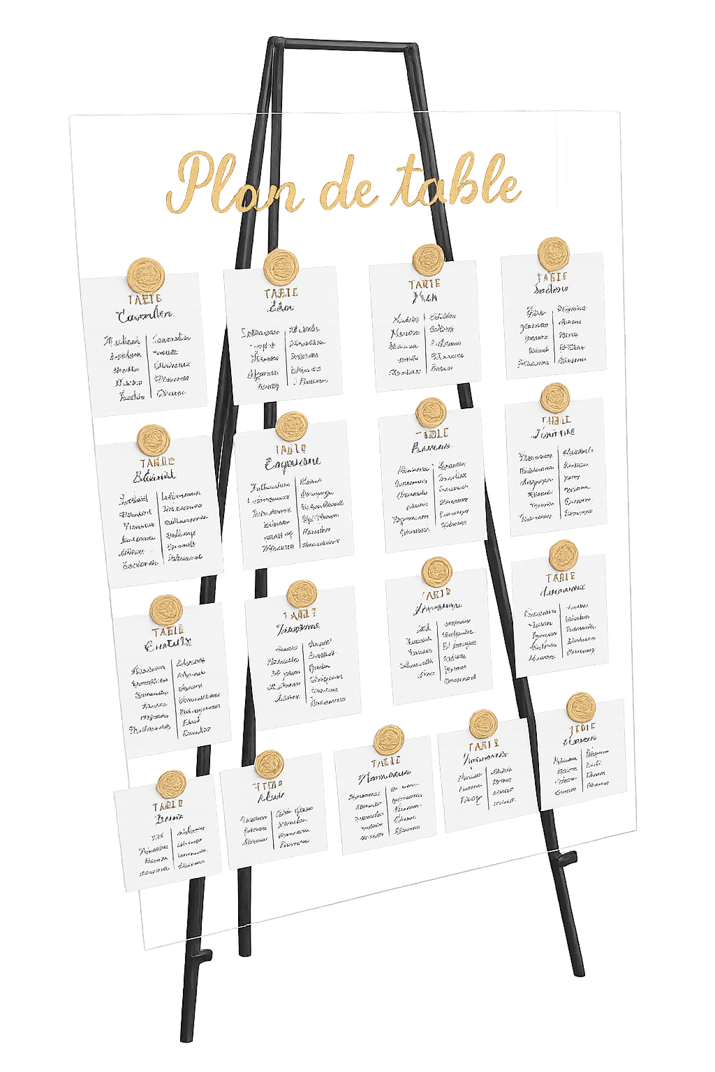 Plan de table mariage sur plexiglass